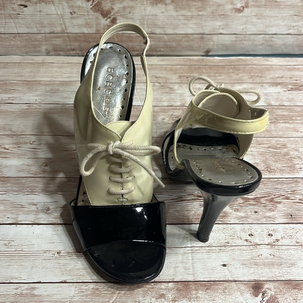 BCBGirls Size 8B/38 Heels Lace Up Peep Toe Heels
